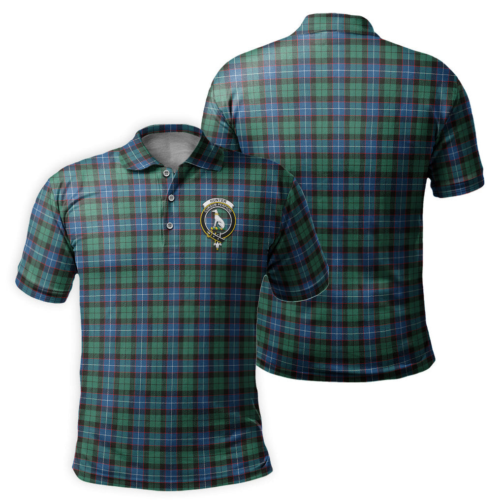 Hunter Ancient Tartan Men's Polo Shirt with Family Crest - Tartan Vibes Clothing