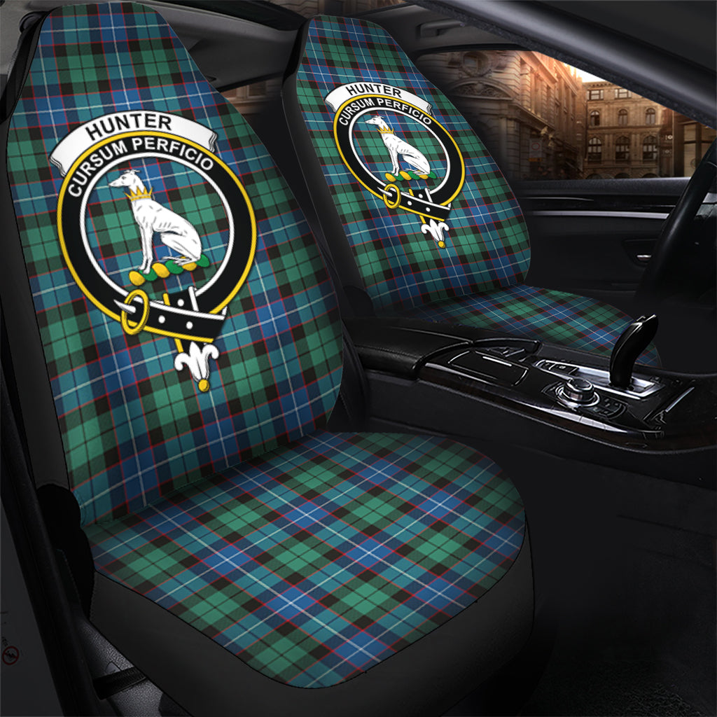 Hunter Ancient Tartan Car Seat Cover with Family Crest - Tartanvibesclothing