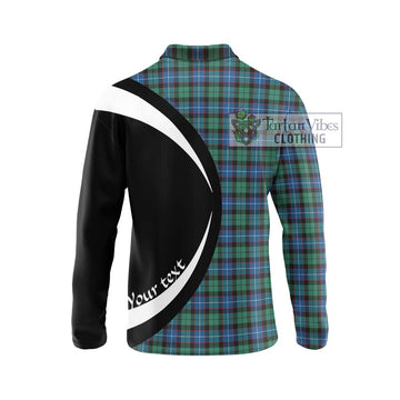 Hunter Ancient Tartan Long Sleeve Polo Shirt with Family Crest Circle Style