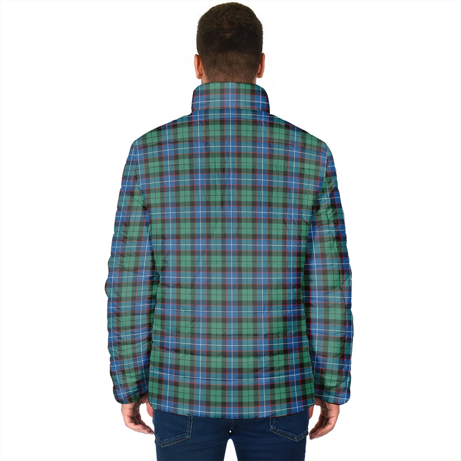 Hunter Ancient Tartan Padded Jacket with Family Crest - Tartan Vibes Clothing