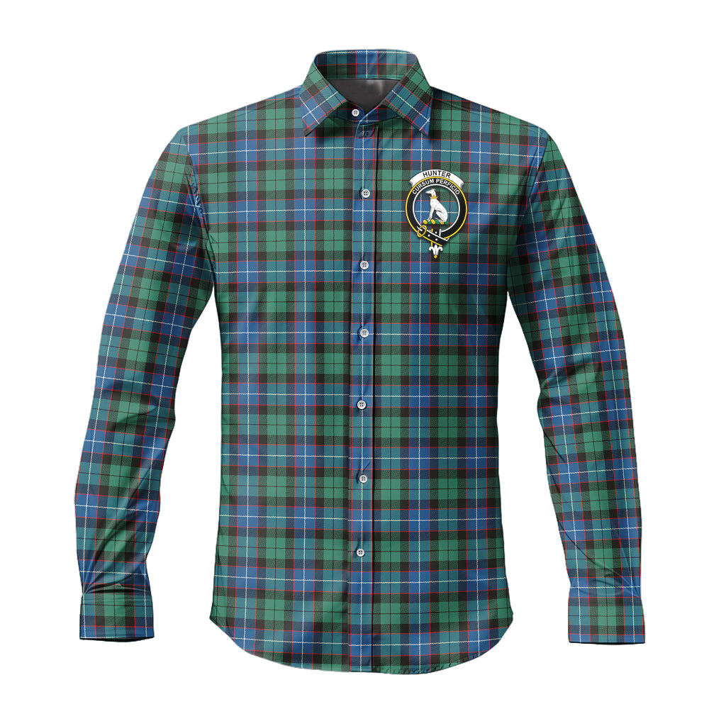 hunter-ancient-tartan-long-sleeve-button-up-shirt-with-family-crest