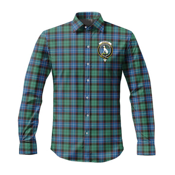 Hunter Ancient Tartan Long Sleeve Button Up Shirt with Family Crest