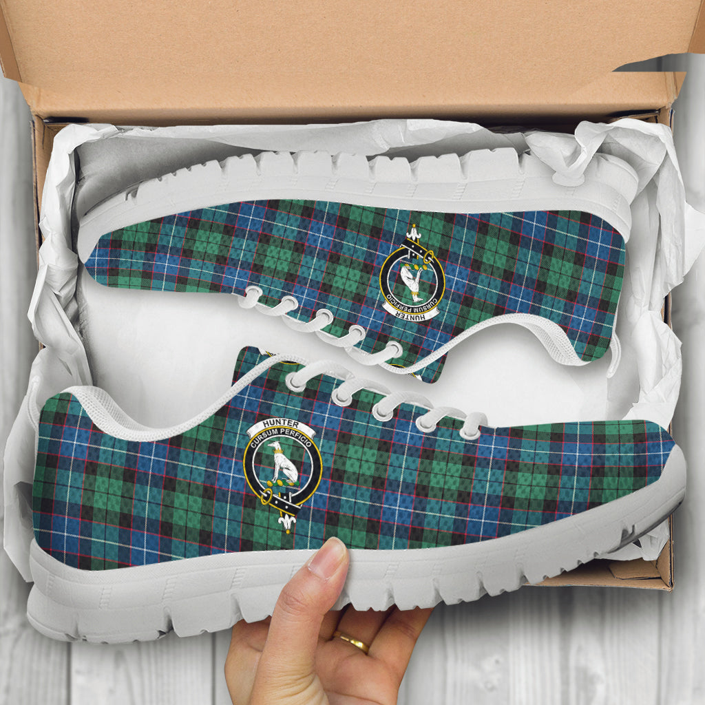 Hunter Ancient Tartan Sneakers with Family Crest - Tartan Vibes Clothing