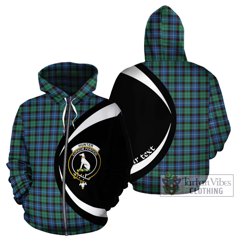 Tartan Vibes Clothing Hunter Ancient Tartan Hoodie with Family Crest Circle Style