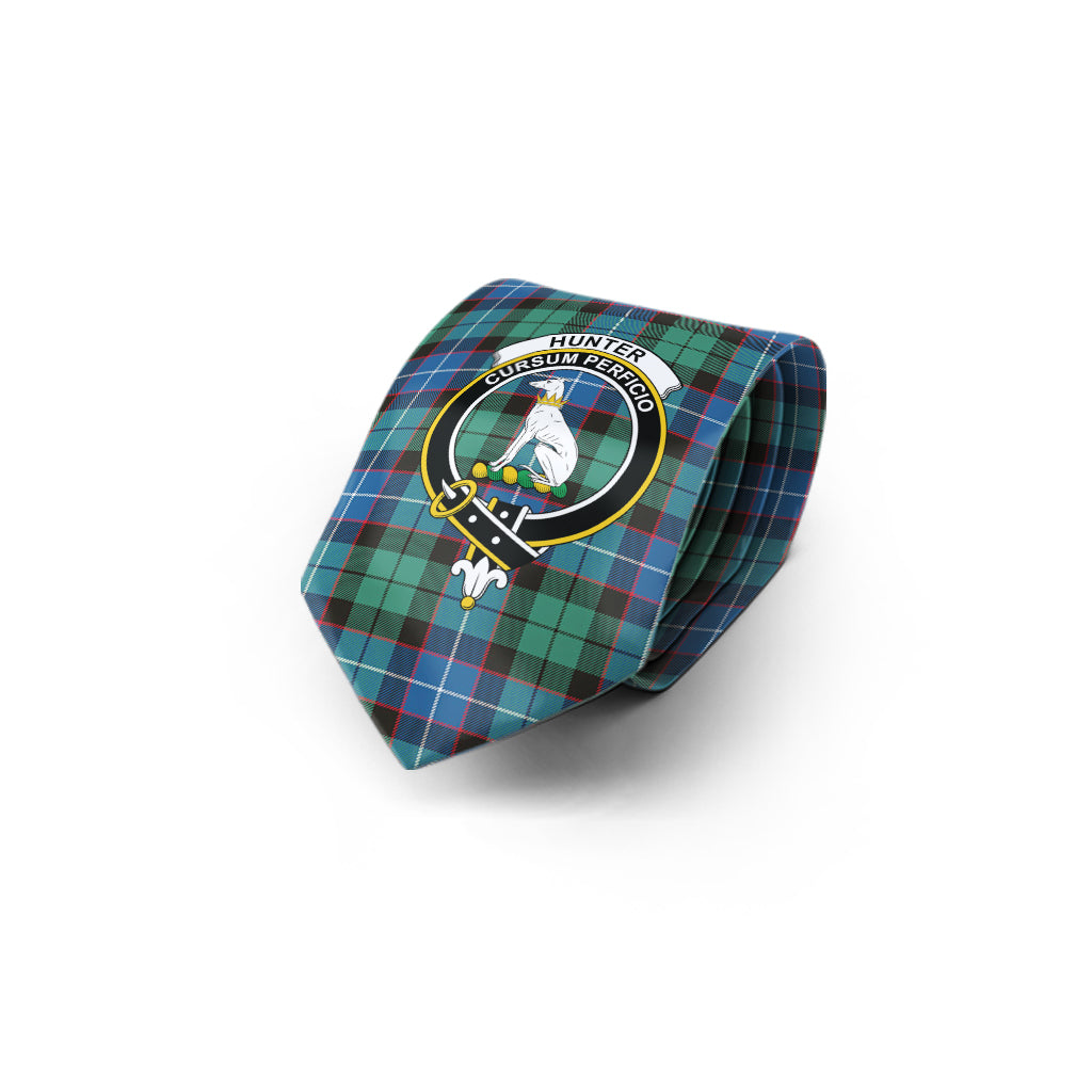 Hunter Ancient Tartan Classic Necktie with Family Crest - Tartan Vibes Clothing