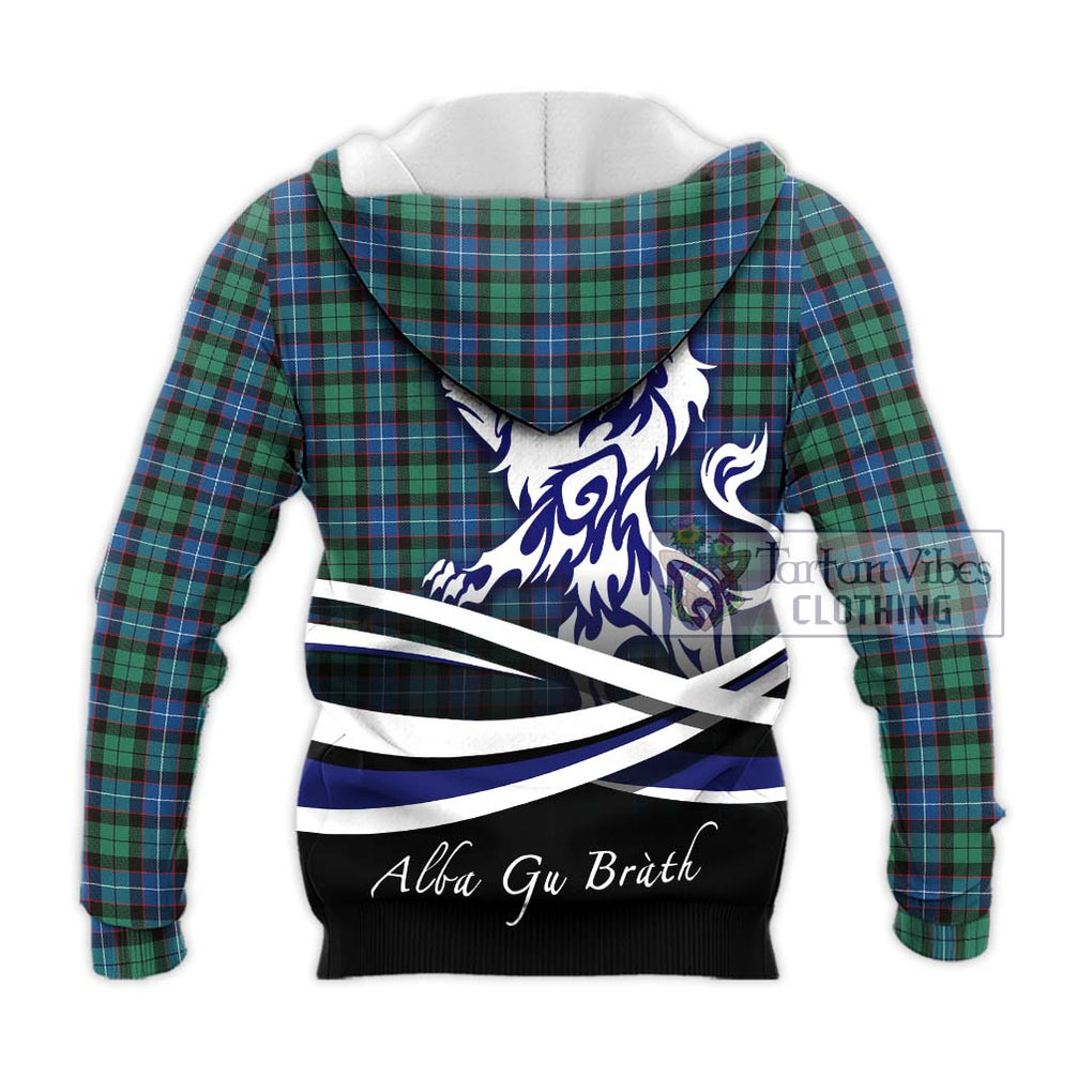 Hunter Ancient Tartan Knitted Hoodie with Alba Gu Brath Regal Lion Emblem - Tartanvibesclothing Shop