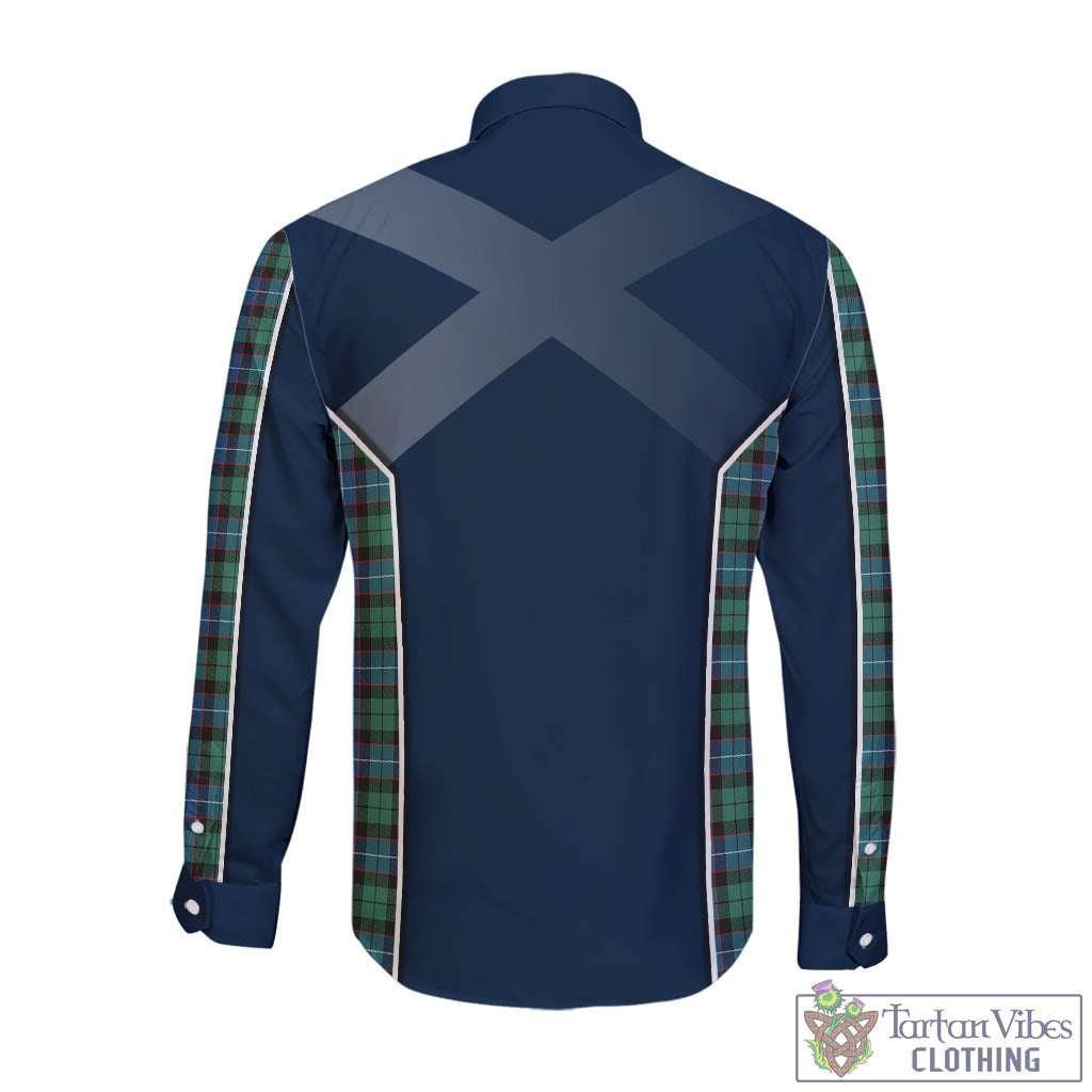 Tartan Vibes Clothing Hunter Ancient Tartan Long Sleeve Button Up Shirt with Family Crest and Scottish Thistle Vibes Sport Style