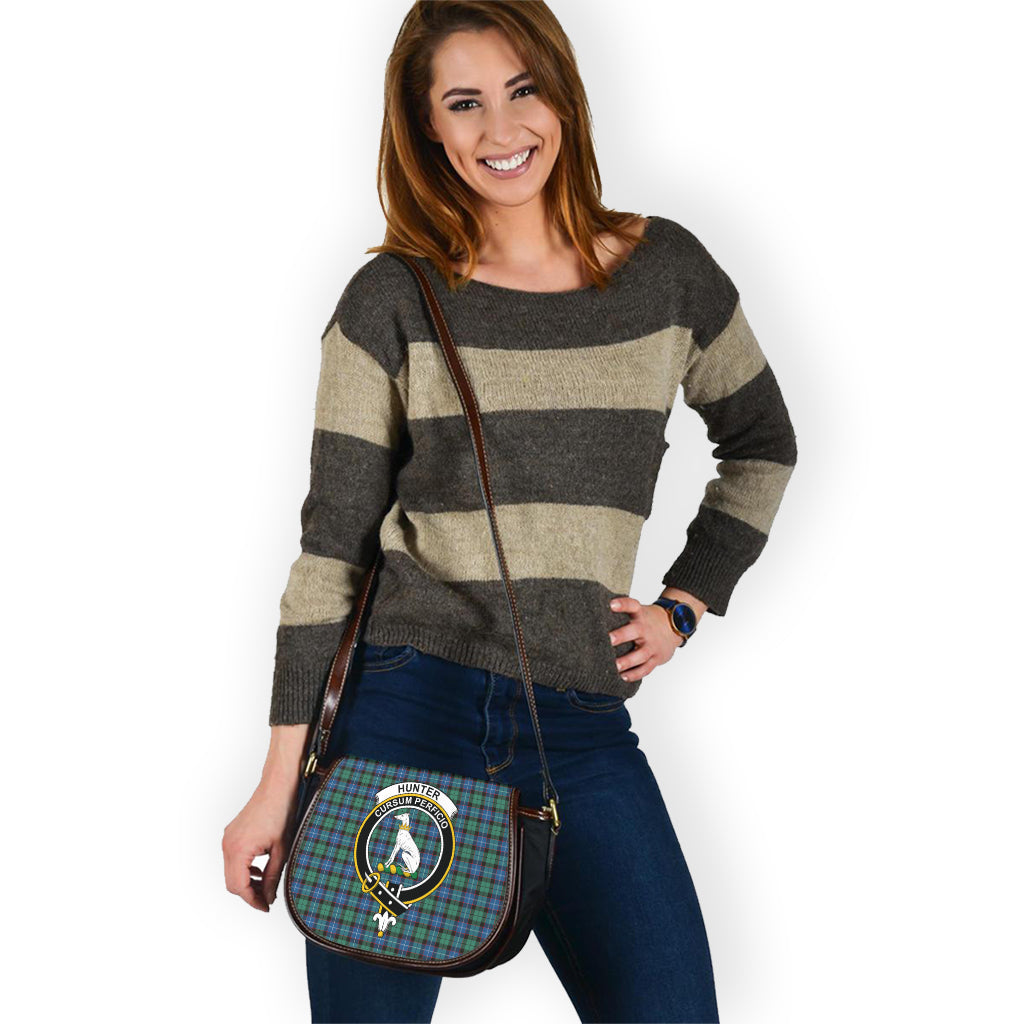 Hunter Ancient Tartan Saddle Bag with Family Crest - Tartan Vibes Clothing