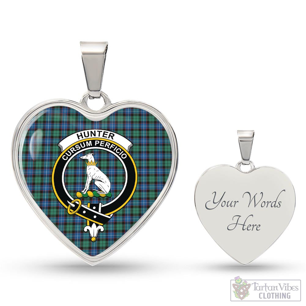 Tartan Vibes Clothing Hunter Ancient Tartan Heart Necklace with Family Crest