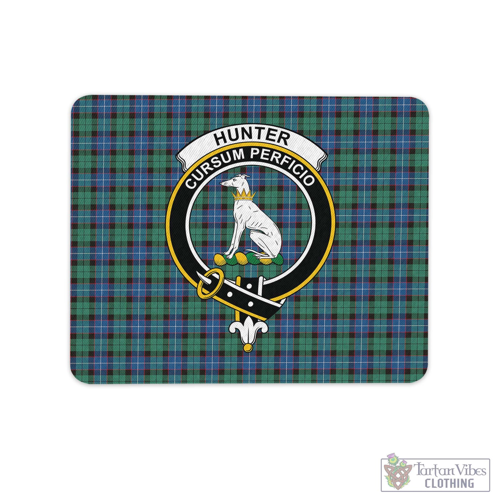 Tartan Vibes Clothing Hunter Ancient Tartan Mouse Pad with Family Crest