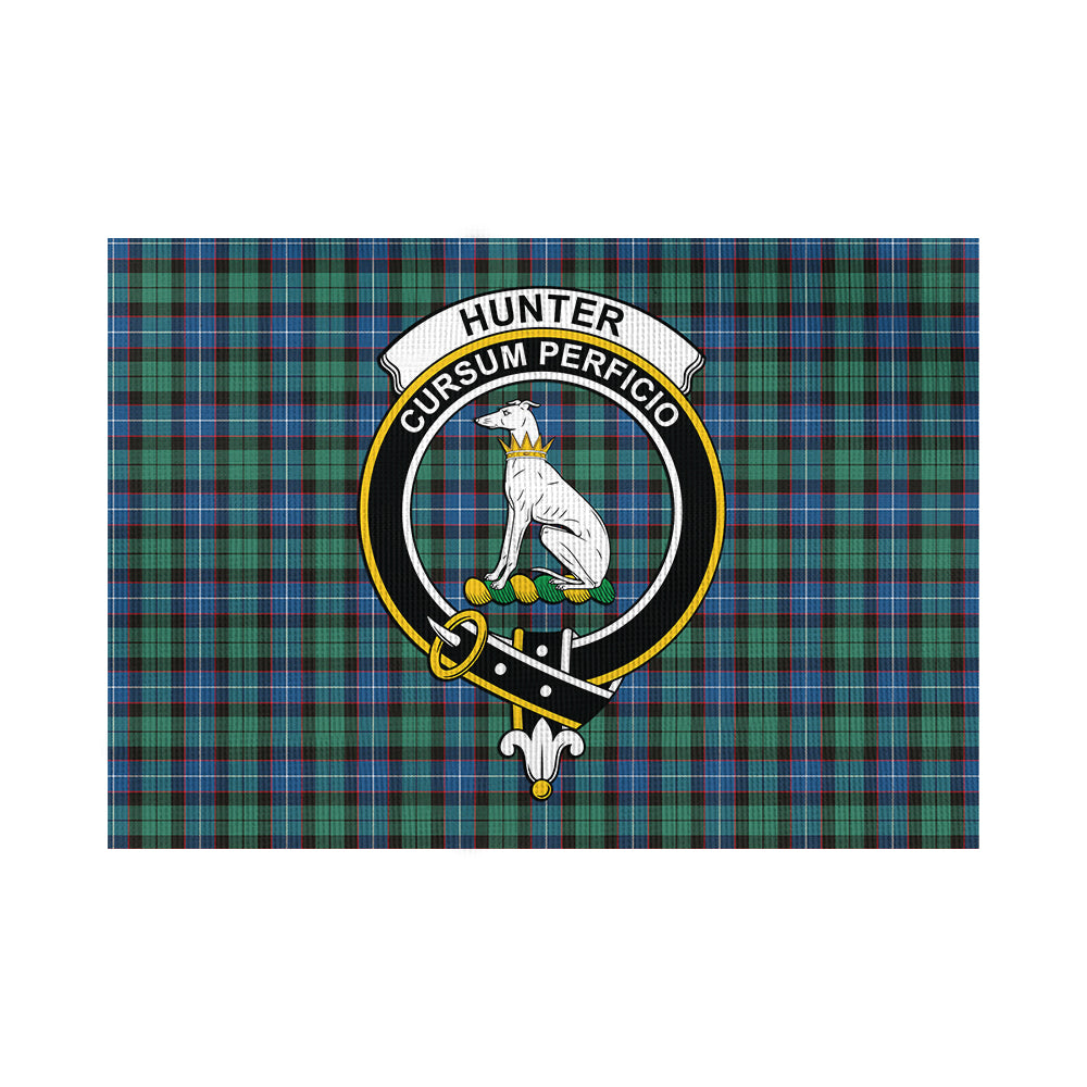 Hunter Ancient Tartan Flag with Family Crest - Tartan Vibes Clothing