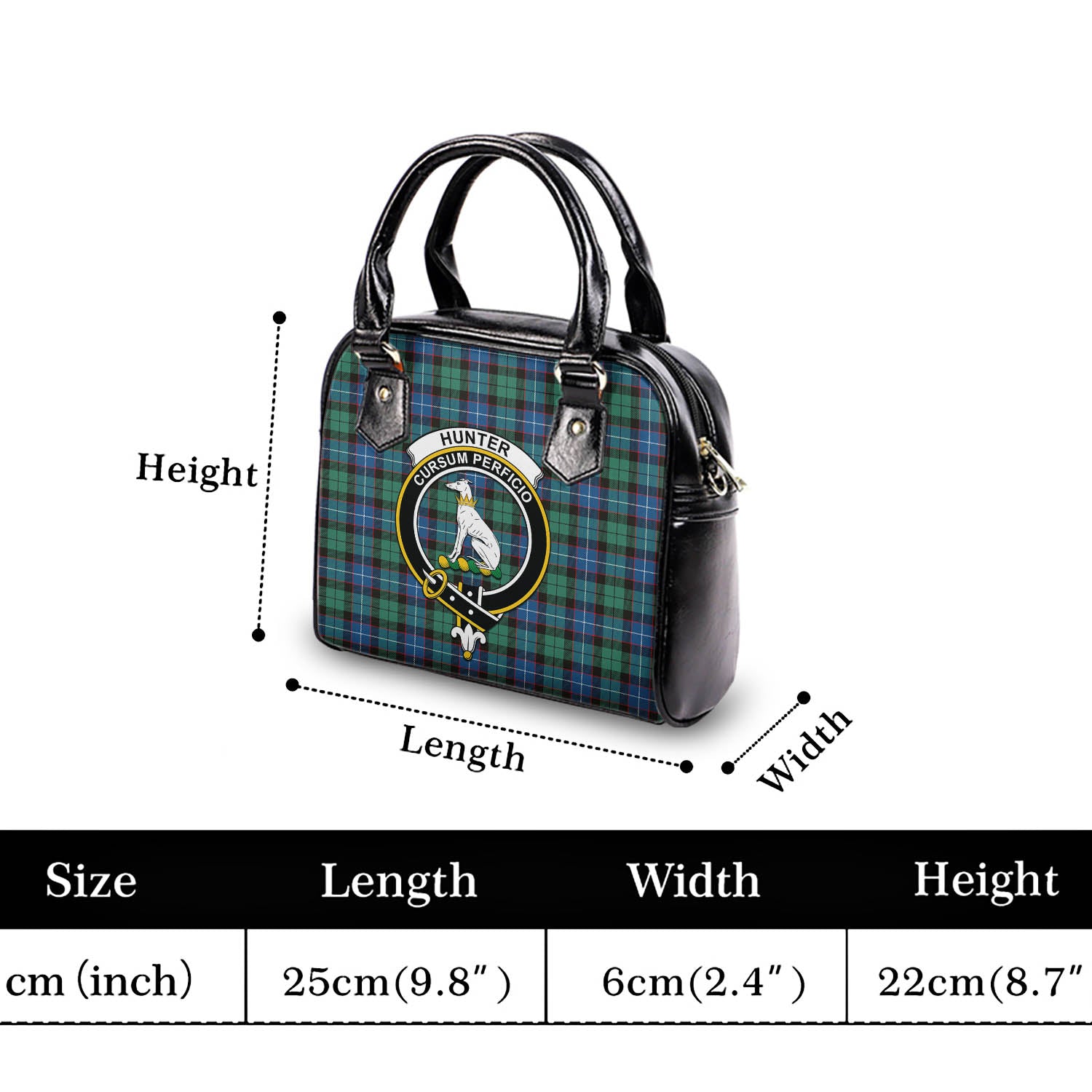 Hunter Ancient Tartan Shoulder Handbags with Family Crest - Tartanvibesclothing