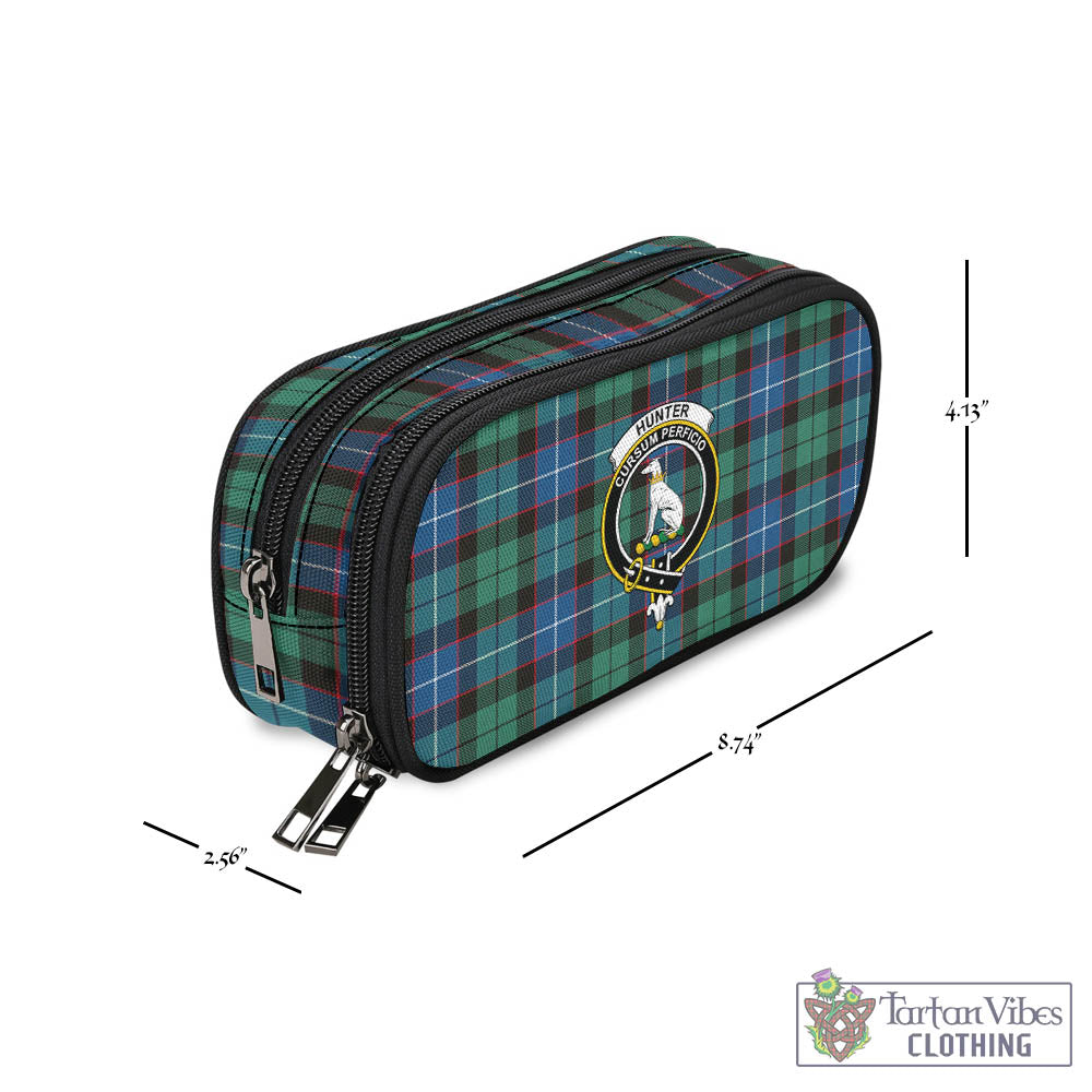 Tartan Vibes Clothing Hunter Ancient Tartan Pen and Pencil Case with Family Crest