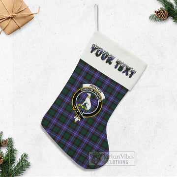 Hunter (Hunterston) Tartan Family Crest Christmas Stocking with Personalized Text