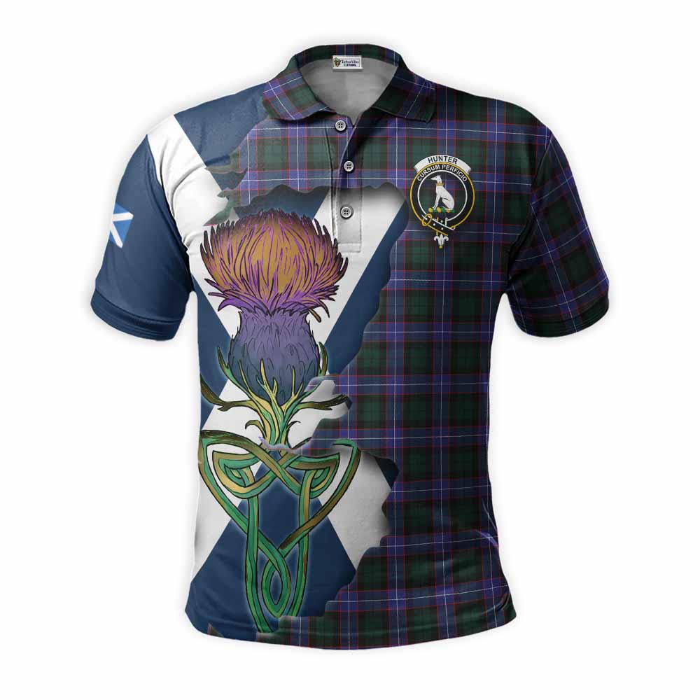 Hunter (Hunterston) Tartan Family Crest Polo Shirt Scottish Thistle Celtic Inspired Kid - Tartan Vibes Clothing