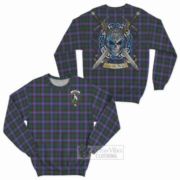 Hunter (Hunterston) Tartan Sweatshirt with Family Crest Celtic Skull Style