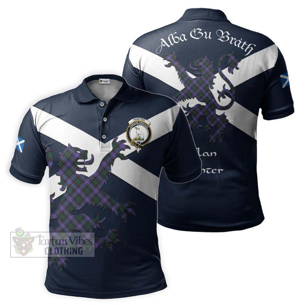 Tartan Vibes Clothing Hunter (Hunterston) Tartan Lion Rampant Polo Shirt – Proudly Display Your Heritage with Alba Gu Brath and Clan Name