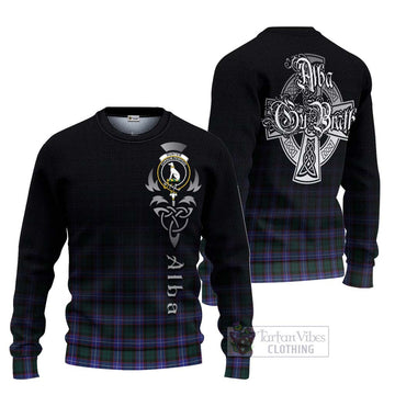 Hunter (Hunterston) Tartan Ugly Sweater Featuring Alba Gu Brath Family Crest Celtic Inspired