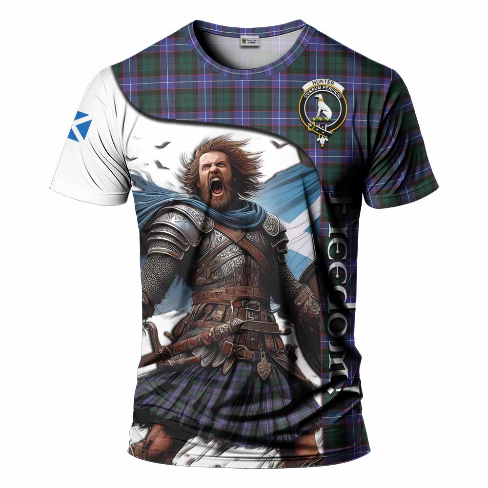 Hunter (Hunterston) Crest Tartan T-Shirt Inspired by the Freedom of Scottish Warrior