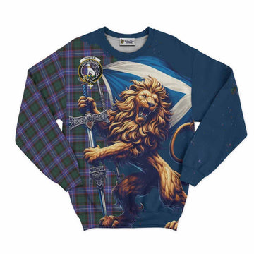 Hunter (Hunterston) Tartan Family Crest Sweatshirt with Scottish Majestic Lion