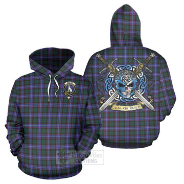 Hunter (Hunterston) Tartan Hoodie with Family Crest Celtic Skull Style