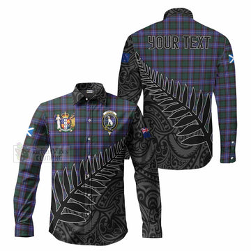 Hunter (Hunterston) Crest Tartan Long Sleeve Button Shirt with New Zealand Silver Fern Half Style