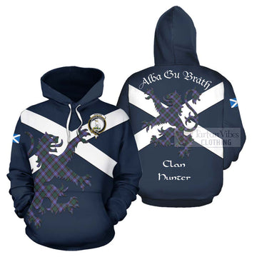 Hunter (Hunterston) Tartan Lion Rampant Hoodie Proudly Display Your Heritage with Alba Gu Brath and Clan Name