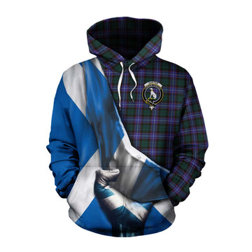 Hunter (Hunterston) Tartan Cotton Hoodie with Family Crest Scotland Patriotic Style