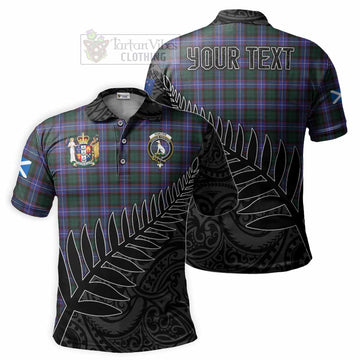 Hunter (Hunterston) Crest Tartan Polo Shirt with New Zealand Silver Fern Half Style