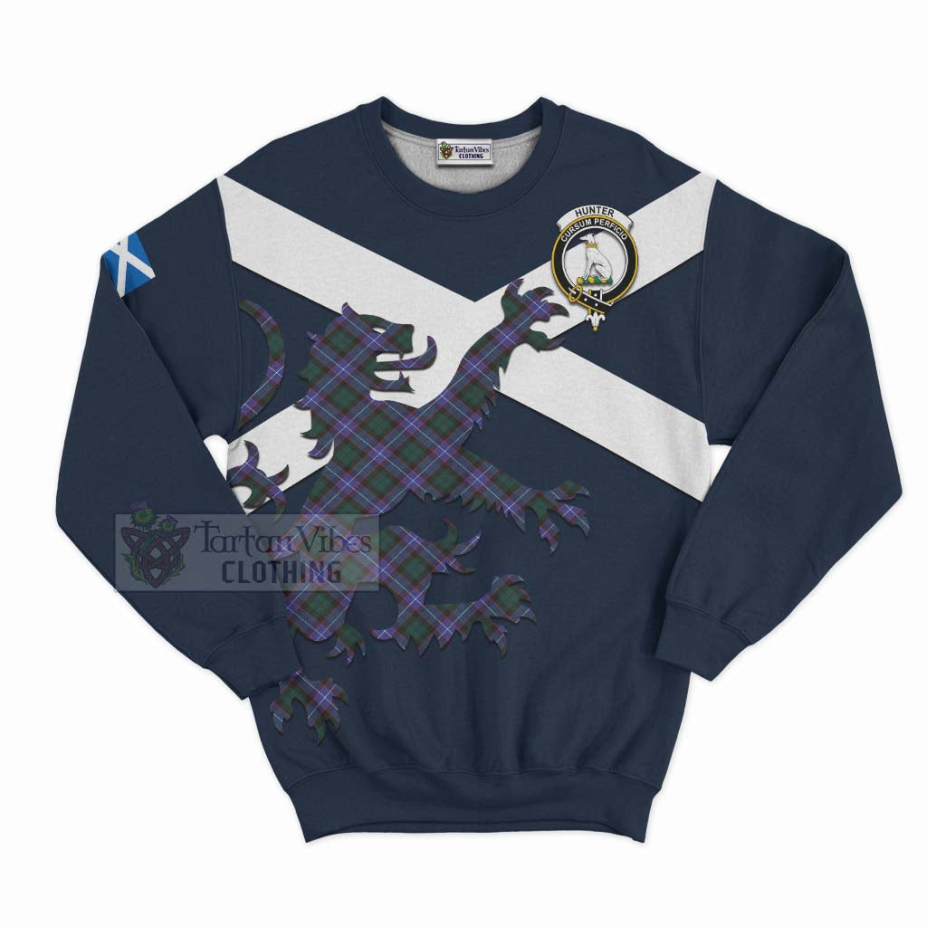 Tartan Vibes Clothing Hunter (Hunterston) Tartan Lion Rampant Sweatshirt – Proudly Display Your Heritage with Alba Gu Brath and Clan Name