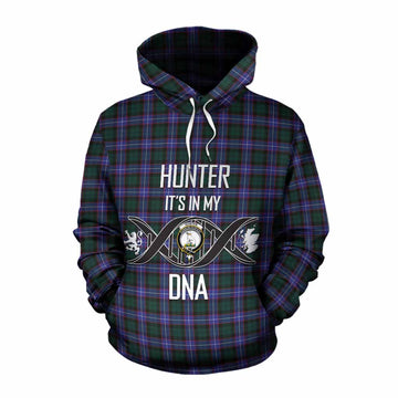 Hunter (Hunterston) Tartan Cotton Hoodie with Family Crest DNA In Me Style