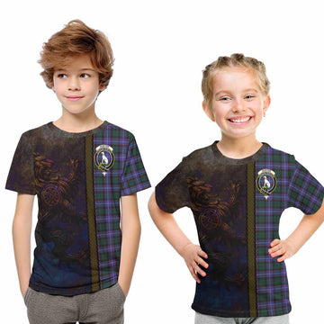 Hunter (Hunterston) Tartan Family Crest Kid T-Shirt Alba Gu Brath Be Brave Lion Ancient Style Youth XL Size14 - Tartan Vibes Clothing