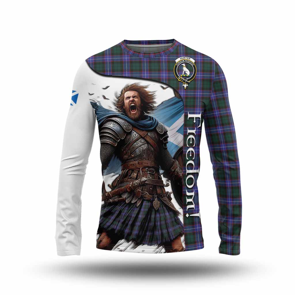 Tartan Vibes Clothing Hunter (Hunterston) Crest Tartan Long Sleeve T-Shirt Inspired by the Freedom of Scottish Warrior