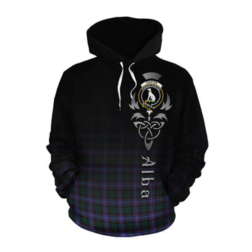 Hunter (Hunterston) Tartan Cotton Hoodie Featuring Alba Gu Brath Family Crest Celtic Inspired