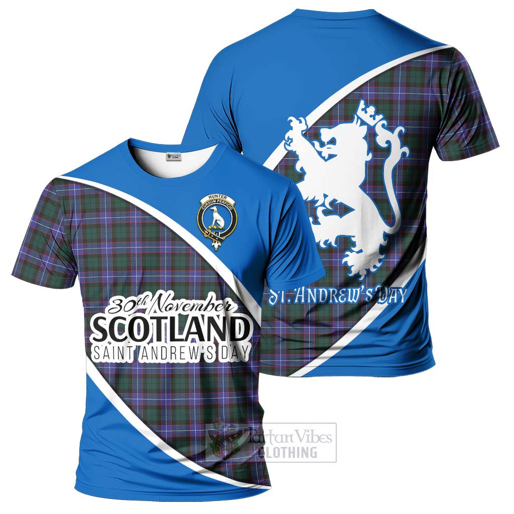 Tartan Vibes Clothing Hunter (Hunterston) Family Crest Tartan T-Shirt Celebrate Saint Andrew's Day in Style