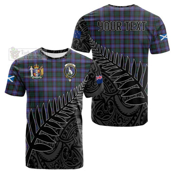 Hunter (Hunterston) Crest Tartan Cotton T-shirt with New Zealand Silver Fern Half Style