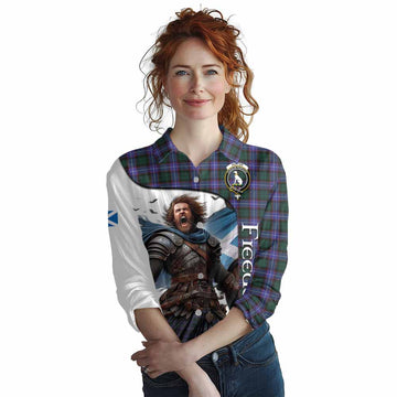 Hunter (Hunterston) Crest Tartan Women's Casual Shirt Inspired by the Freedom of Scottish Warrior