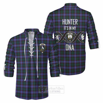 Hunter (Hunterston) Tartan Ghillie Kilt Shirt with Family Crest DNA In Me Style