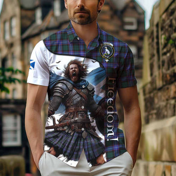 Hunter (Hunterston) Crest Tartan Short Sleeve Button Shirt Inspired by the Freedom of Scottish Warrior