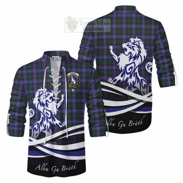 Hunter (Hunterston) Tartan Ghillie Kilt Shirt with Alba Gu Brath Regal Lion Emblem