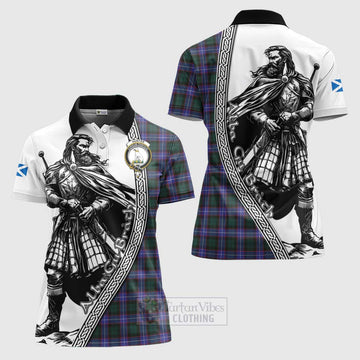 Hunter (Hunterston) Tartan Clan Crest Women's Polo Shirt with Highlander Warrior Celtic Style