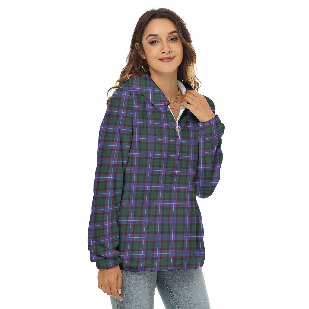 Hunter (Hunterston) Tartan Women's Borg Fleece Hoodie with Half Zip Female - Tartan Vibes Clothing