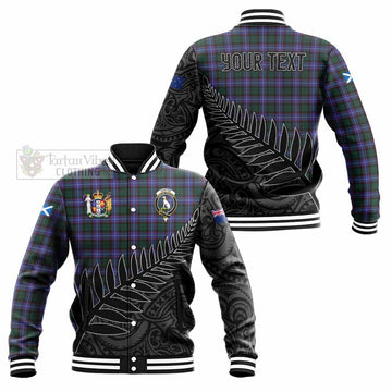 Hunter (Hunterston) Crest Tartan Baseball Jacket with New Zealand Silver Fern Half Style