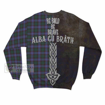 Hunter (Hunterston) Tartan Family Crest Sweatshirt Alba Gu Brath Be Brave Lion Ancient Style - Tartan Vibes Clothing