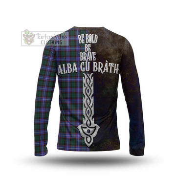 Hunter (Hunterston) Tartan Family Crest Long Sleeve T-Shirt Alba Gu Brath Be Brave Lion Ancient Style - Tartan Vibes Clothing
