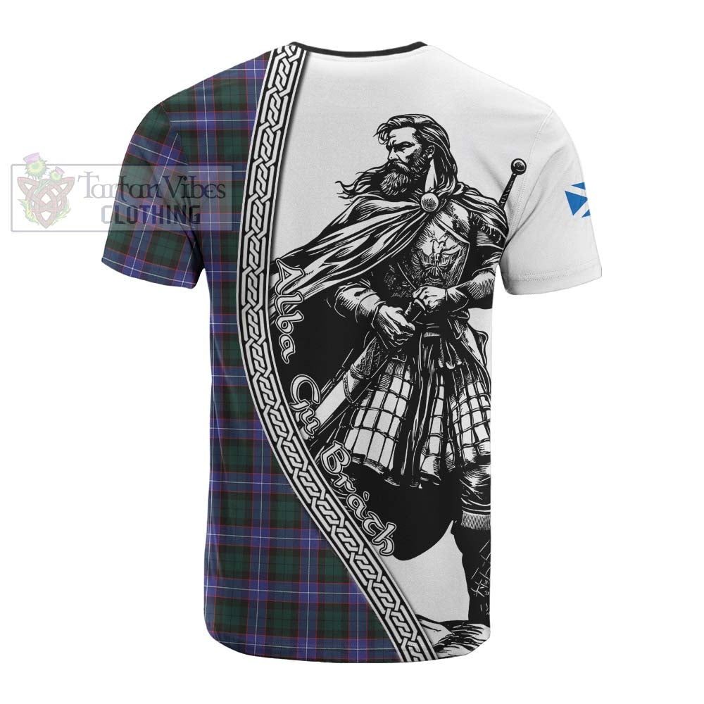 Hunter (Hunterston) Tartan Clan Crest Cotton T-shirt with Highlander Warrior Celtic Style