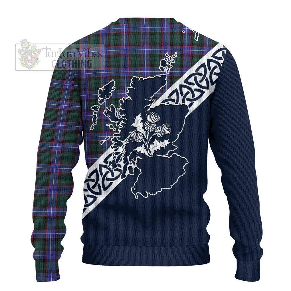 Hunter (Hunterston) Tartan Ugly Sweater Featuring Thistle and Scotland Map - Tartan Vibes Clothing