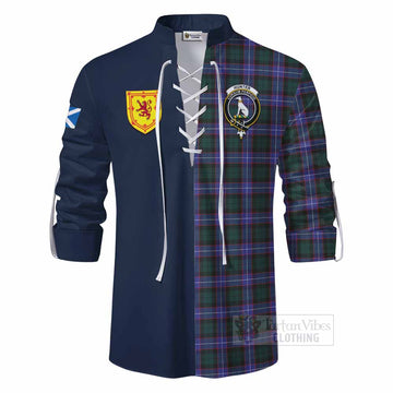 Hunter (Hunterston) Tartan Ghillie Kilt Shirt Alba with Scottish Lion Royal Arm Half Style