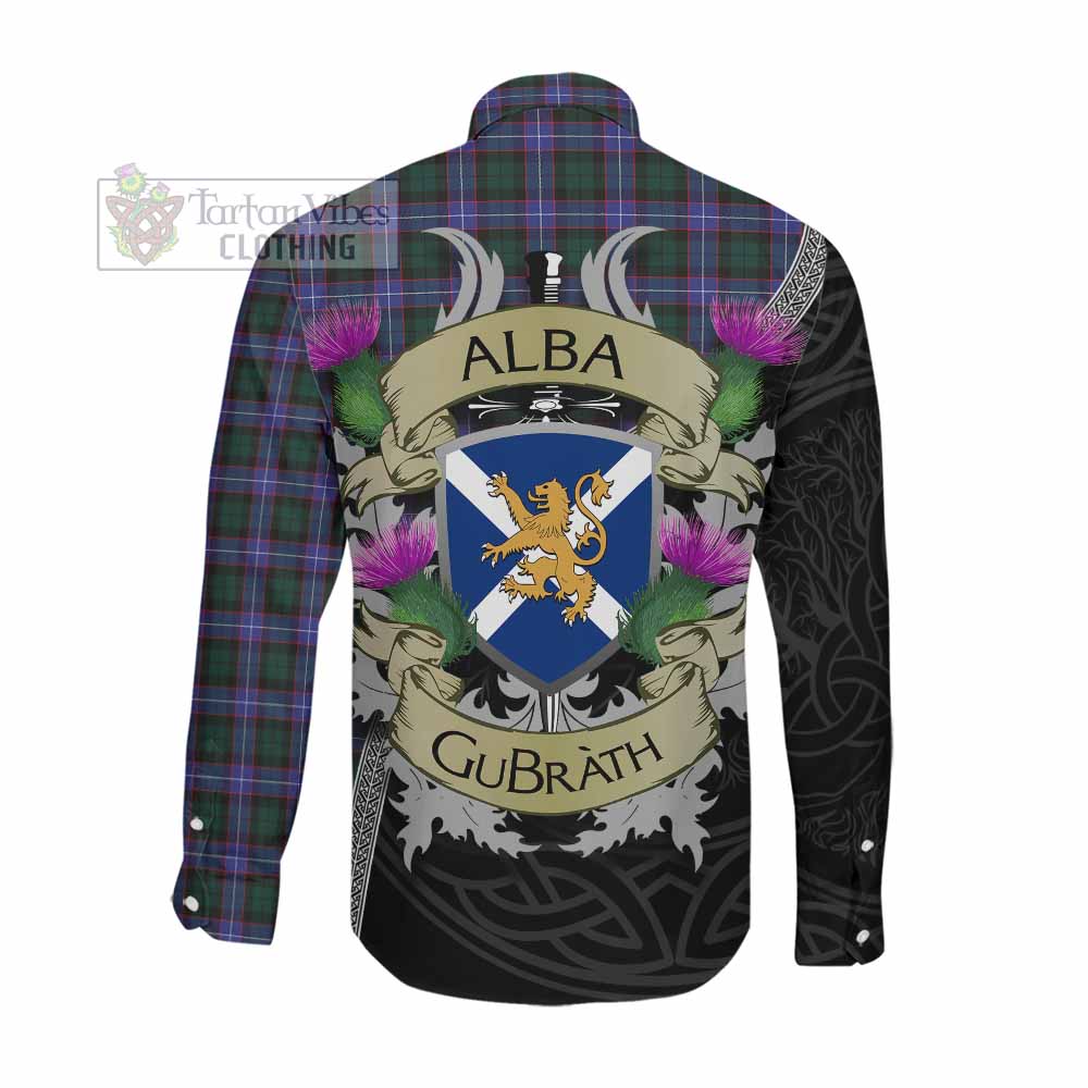 Hunter (Hunterston) Tartan Family Crest Long Sleeve Button Shirt Lion Rampant Royal Thistle Shield Celtic Inspired Men's Shirt - Tartan Vibes Clothing