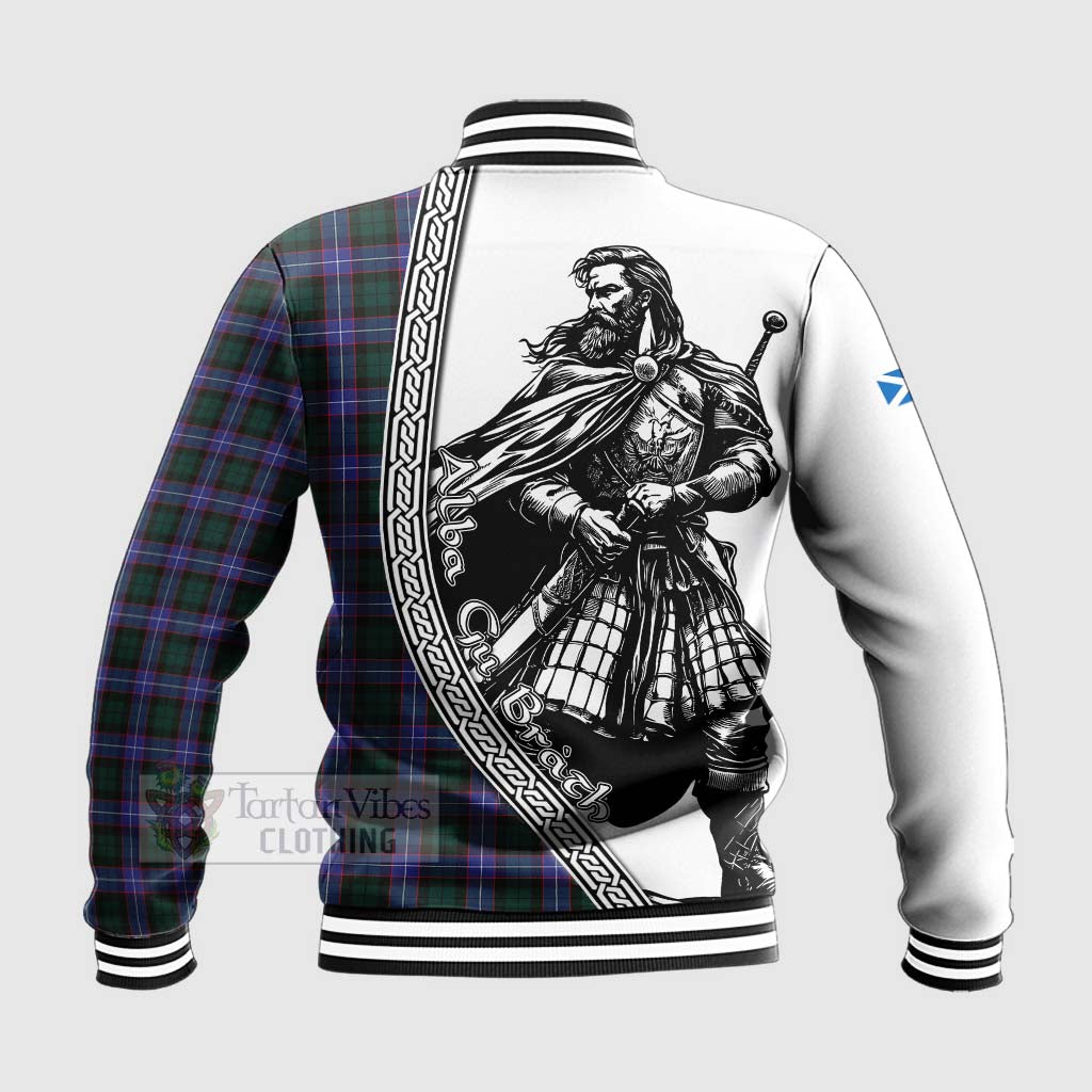 Tartan Vibes Clothing Hunter (Hunterston) Tartan Clan Crest Baseball Jacket with Highlander Warrior Celtic Style